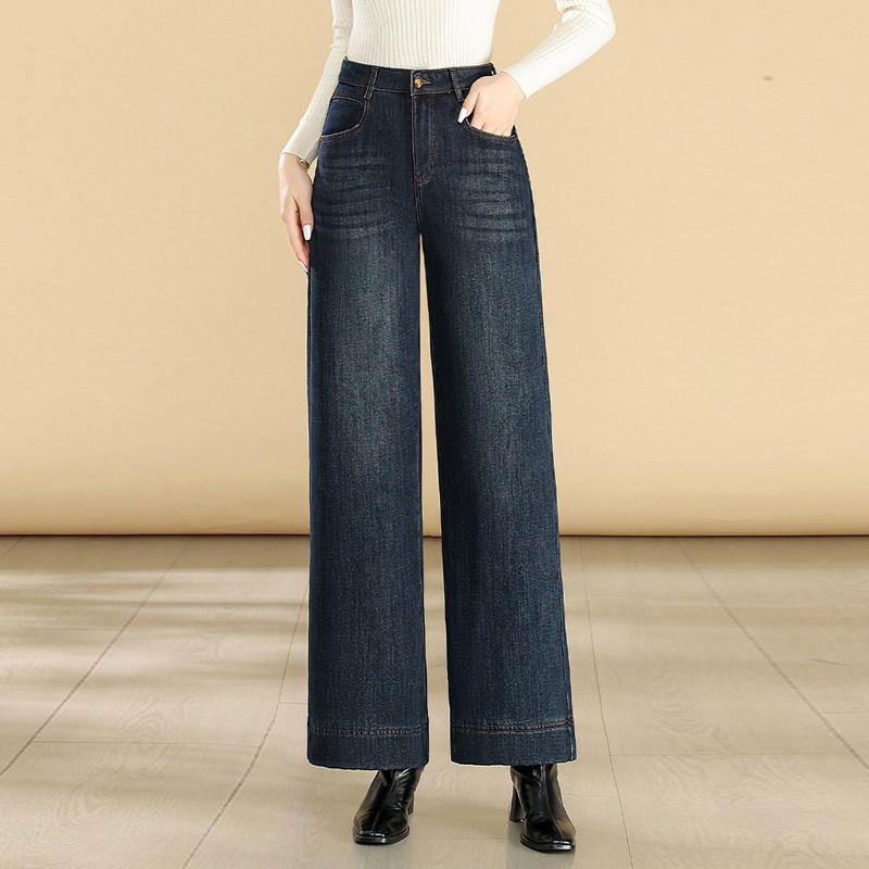高腰窄版阔腿牛仔裤女士中年妈妈2026春秋新款显瘦百搭九分直筒裤