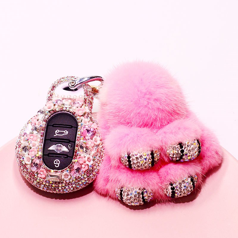 适用宝马迷你mini钥匙包壳COOPER镶钻F56F54F55水钻女汽车钥匙套