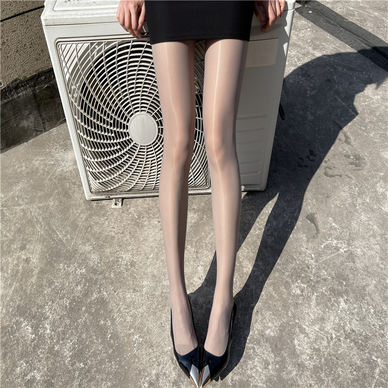 灰色丝袜女夏季薄款光腿神器打底裤连裤袜春秋马油亮珠光性感黑丝