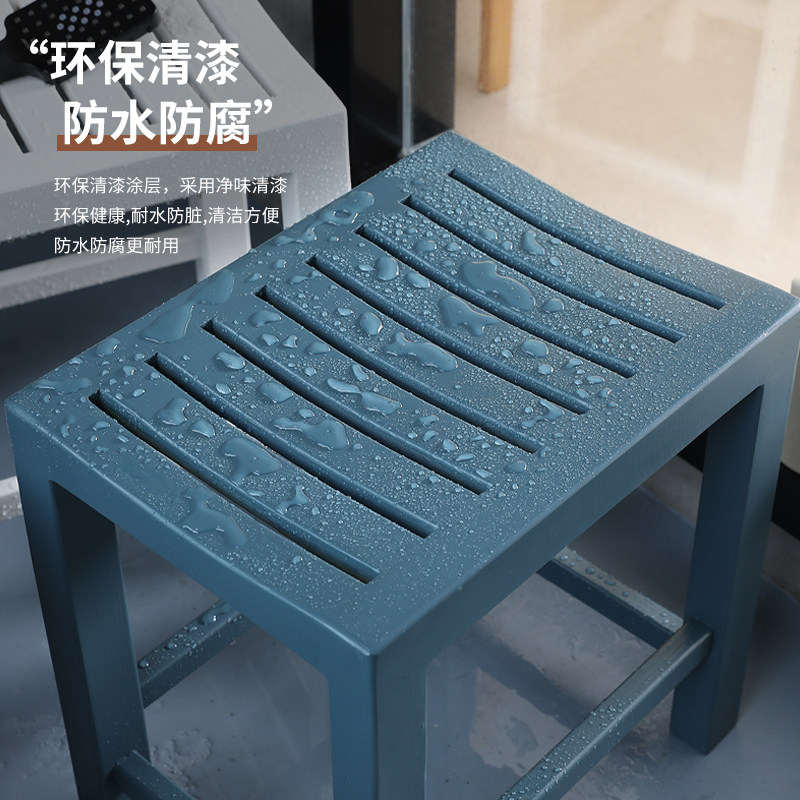 实木浴室凳子洗澡凳板凳洗脚凳淋浴房老人洗澡防滑小矮凳防腐坐凳