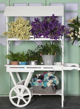 复古餐饮店服装店铺门口落地花车花架摆件吸引人庭院花园造景布置