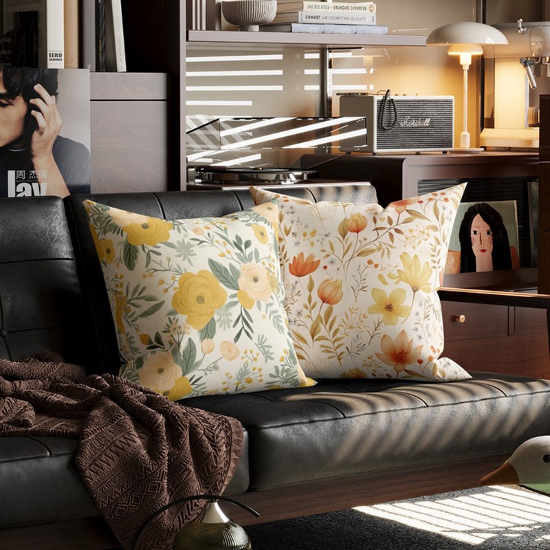 田园清新碎花枕套大号办公室沙发抱枕客厅可拆洗靠垫靠背靠枕中古