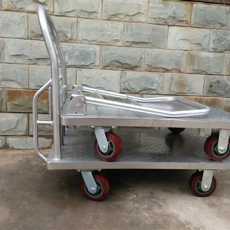 包邮折叠静音钢板平板车四轮小拉车手推车推货车拉货车搬运车拖车