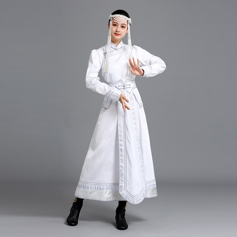 蒙古族服装女长款大裙摆蒙古裙高档蒙古袍礼服舞蹈表演出服迎宾服