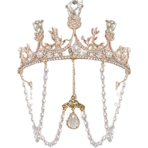 儿童公主皇冠水钻流苏头冠女童圣母王冠发饰头冠照相馆拍照头饰女