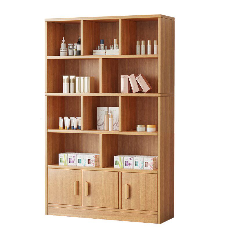 理发店产品展柜落地化妆品实木展示柜美容院多层陈列柜美甲店货柜