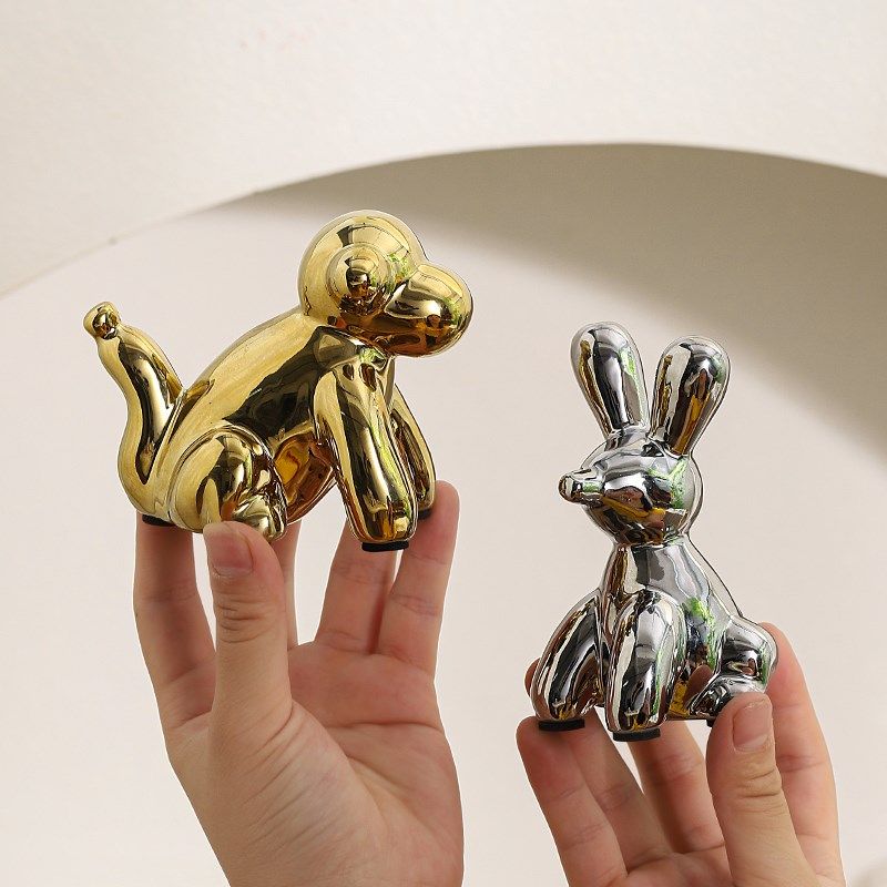 北欧轻奢创意电镀陶瓷兔子猴子大象动物酒书柜办公桌面小摆件装饰,家居饰品,桌面摆件,淘宝优惠券,粉丝福利购,淘宝优惠卷