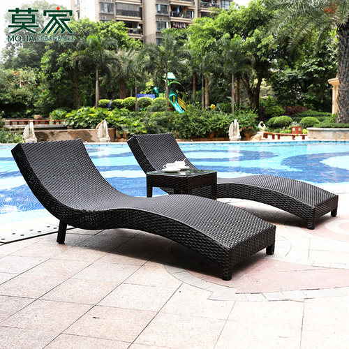 莫家户外躺椅露天露台 别墅庭院游泳池沙滩椅 休闲庭院藤编躺床