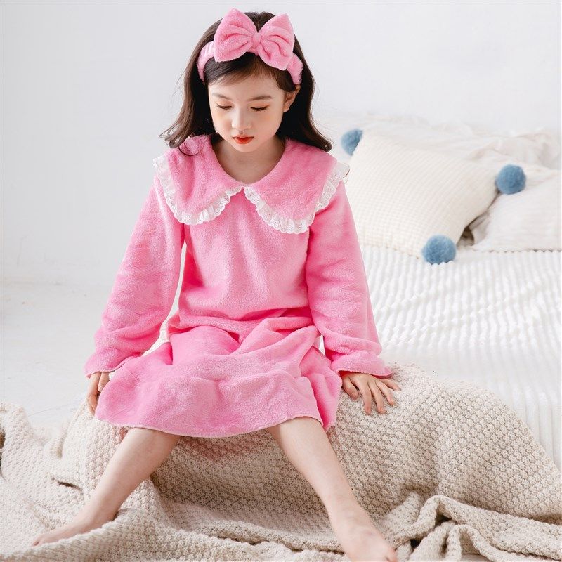 秋冬季女童睡衣长袖加厚法兰绒小女孩宝宝公主风珊瑚绒儿童睡裙,童装/婴儿装/亲子装,家居裙/睡裙,淘宝优惠券,粉丝福利购,淘宝优惠卷