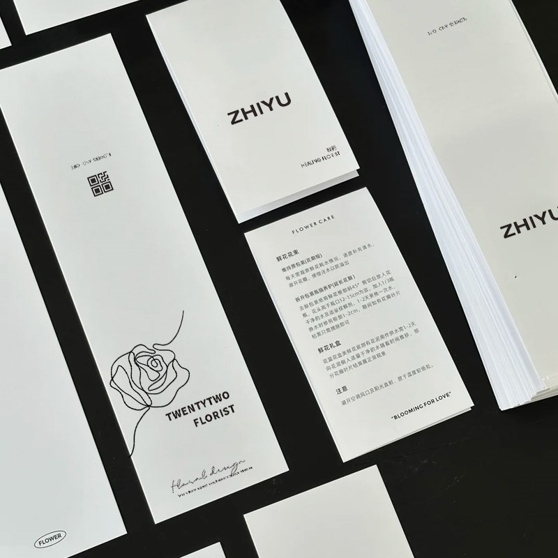 花店卡片定制鲜花花束手写生日祝福留言卡对折折叠硬卡订制英文简