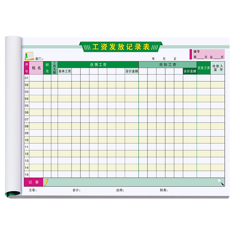 工资表员工计件计工明细结算记账本制作流水记录账单老旧记工预支