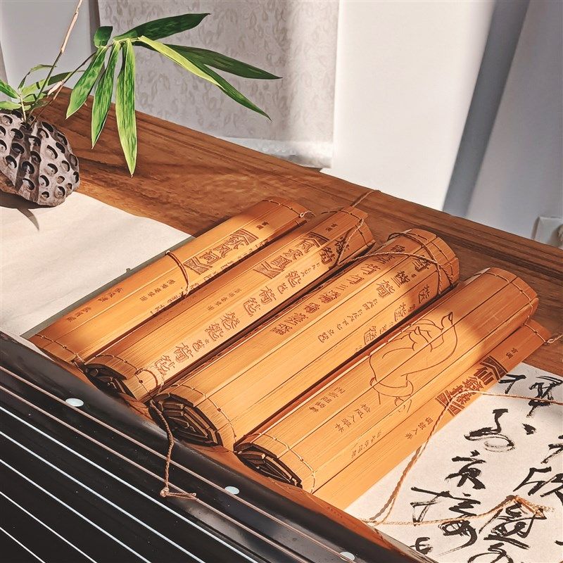 古琴谱减字谱竹简雕刻装饰品教学多用礼品国风定制宋体传统文化图片
