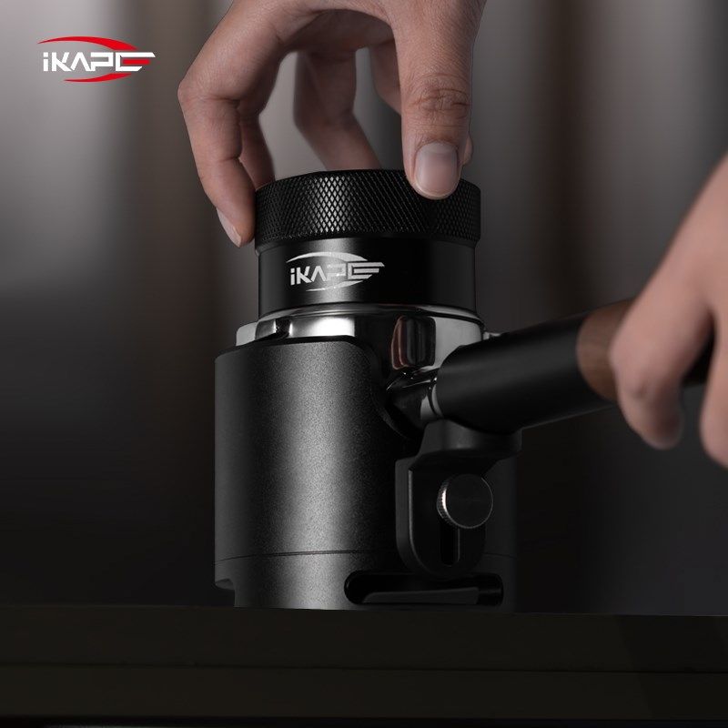 IKAPE镂空咖啡手柄支架 意式压粉底座支撑架铝合金黑色51/54/58mm