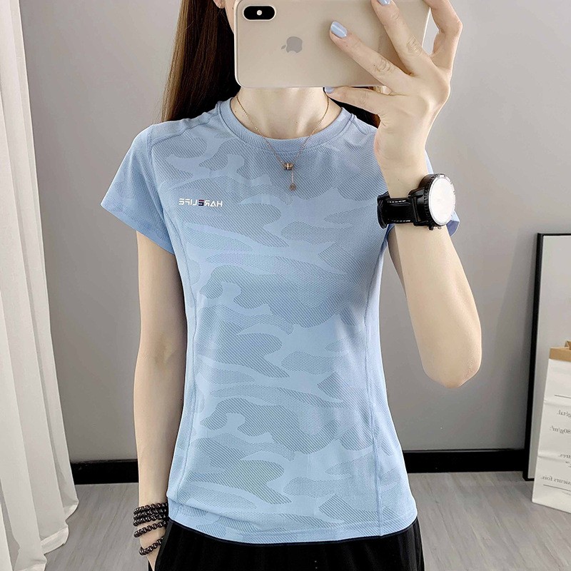 速干衣女短袖t恤夏户外运动健身弹力透气快干圆领跑步休闲登山服