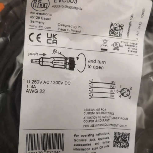 议价EVC003. 易福门传感器线缆，M12母头，长度10米，大