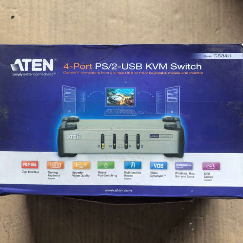 议价全新ATEN CS84U 4口PS/2-USB KVM切换器