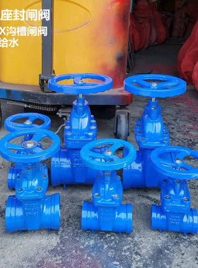 沟槽闸阀Z85X-16Q供水卡箍/弹性座封闸阀蓝色DN65-DN300