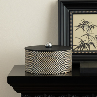 艺贝子高级感小众梳妆台条纹首饰盒收纳复古样板间桌面装饰摆件