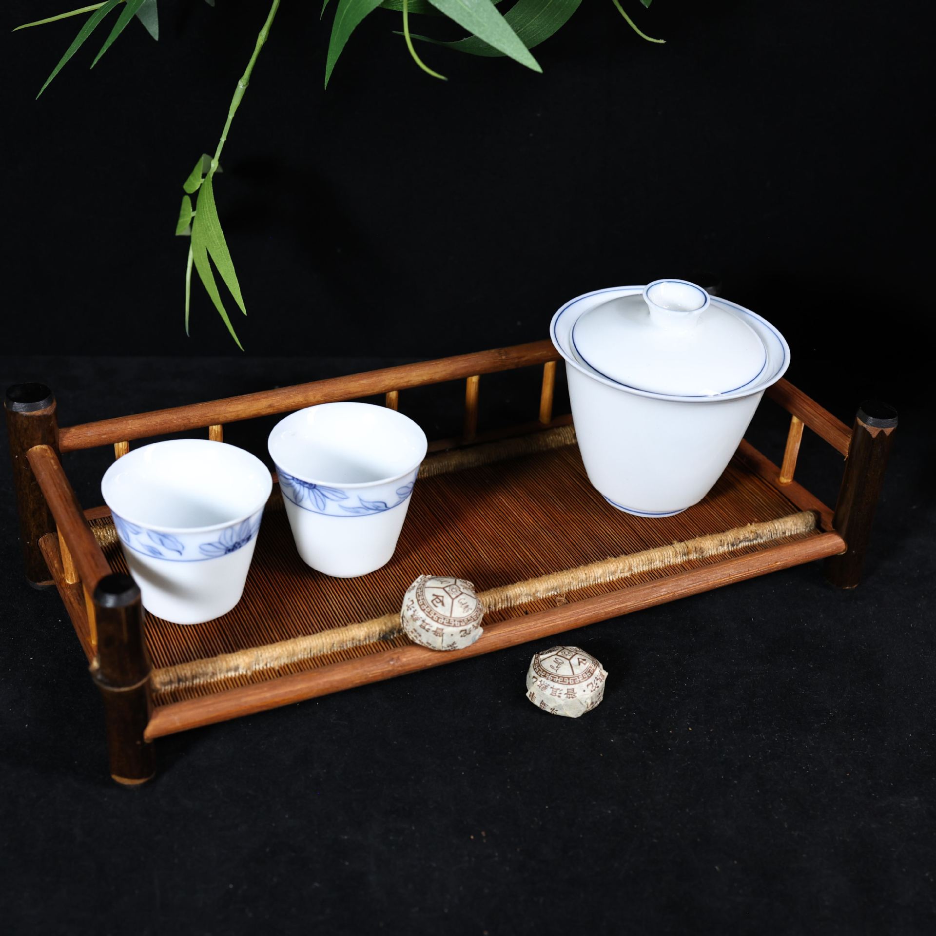大漆紫竹茶杯创意竹木杯架收纳托盘中式批发