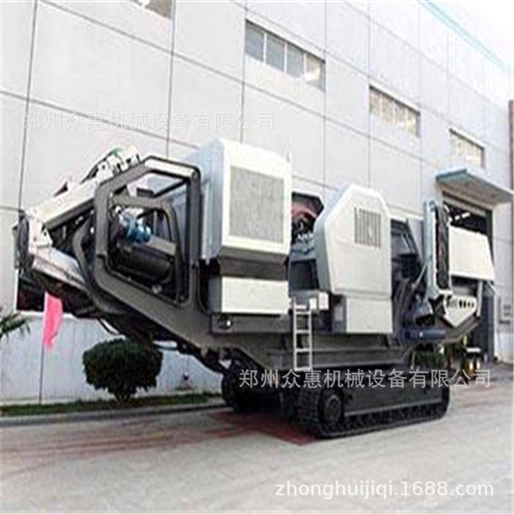 建筑垃圾移动粉碎车 混凝土块破碎组合式移动破碎站 大型碎石机