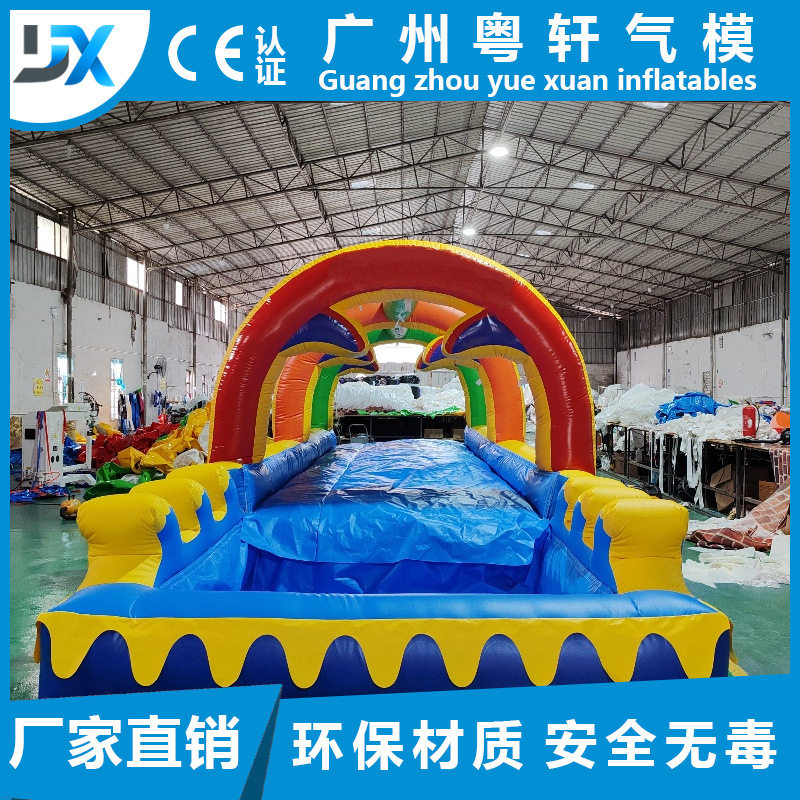 新品充气水滑道漂流水上乐园旱滑道移动漂流水滑梯闯关游乐设备