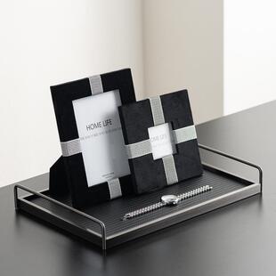 艺贝子高端豪宅样板房相框轻奢黑白大平层床头柜设计师装饰品摆件