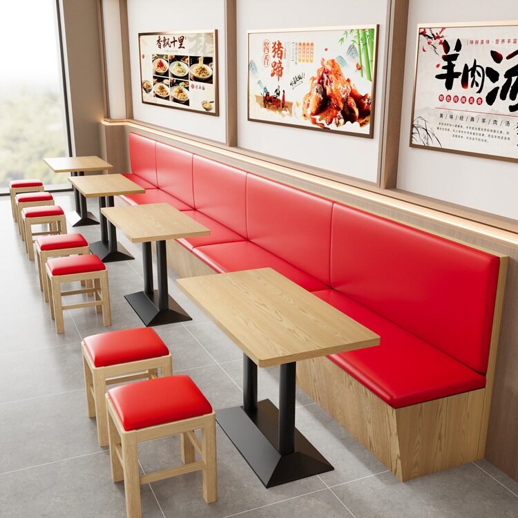 商用餐饮靠墙卡座储物桌椅