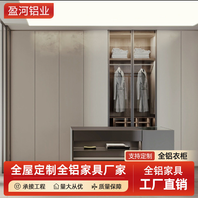 现代全铝平开玻璃柜门衣柜定制