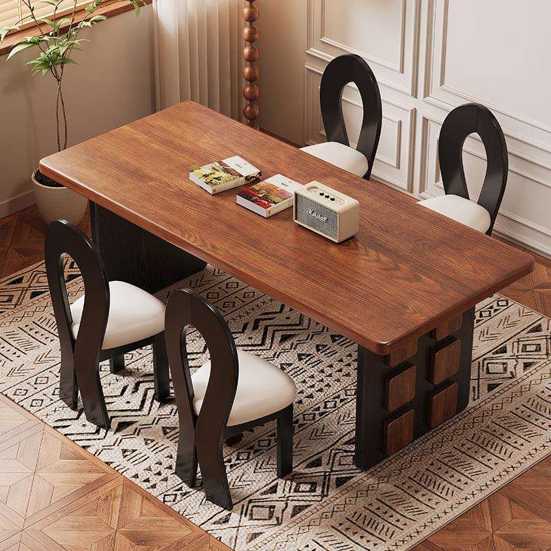 中古风实木大板书桌客厅家用学习写字桌卧室复古双人工作台电脑桌