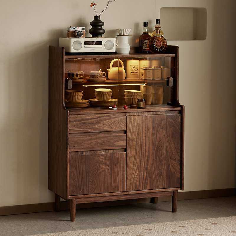 yamoo北美黑胡桃木餐边柜北欧简约实木靠墙储物茶水柜家用展示柜,3C数码配件,USB灯,淘宝优惠券,粉丝福利购,淘宝优惠卷