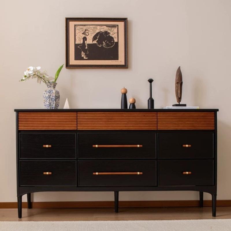 北欧现代实木斗柜客厅九斗卧室餐边复古储物抽屉储物柜床尾收纳