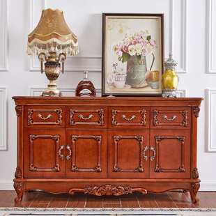 欧式实木餐边柜碗碟柜高柜酒柜2.4米长边柜美式电视柜书柜储物柜