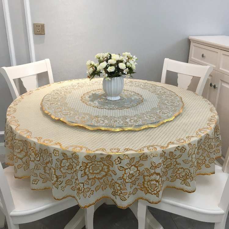 3JO双层圆桌布防水防油防烫免洗PVC塑料加厚欧式大圆形餐桌布圆台
