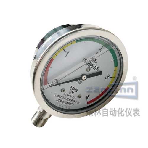 上海仪表四厂不锈钢三色耐震压力表 Y-200B-FZ上海压力表厂白云牌