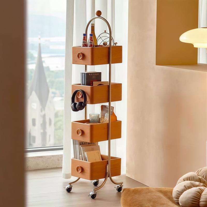 客厅书架落地置物架不锈钢移动书架铁艺中古风转角储物收纳架创意