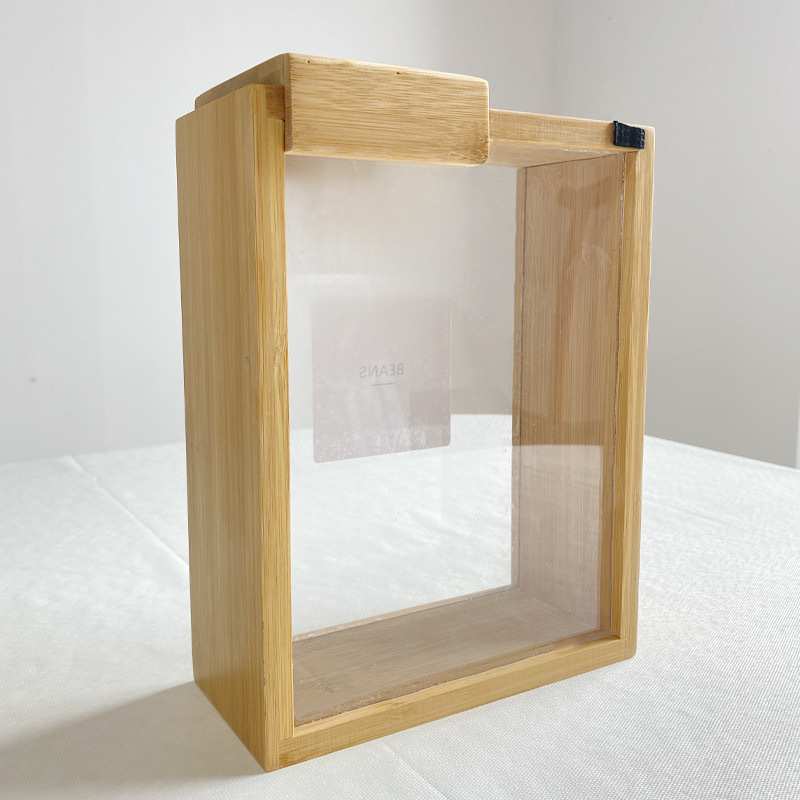 现货家用多功能木制厨房木质豆类储存盒实木谷物分配器