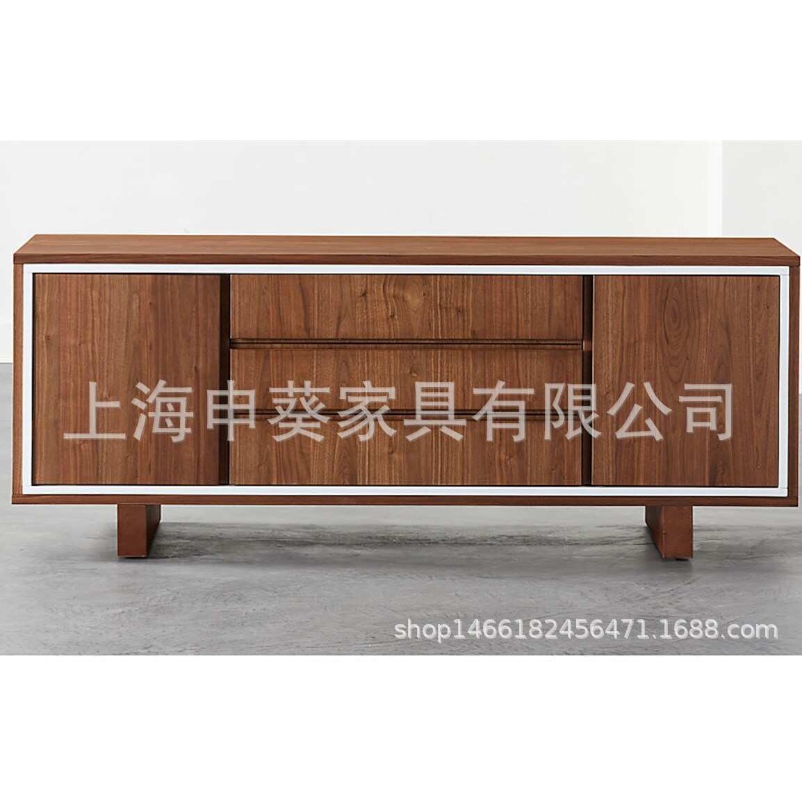 复古做旧胡桃木色电视柜现代简约时尚轻奢储物收纳抽屉 家具