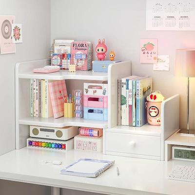 实木桌面置物架可伸缩桌上转角书架书桌立式多层小书柜办公室工位