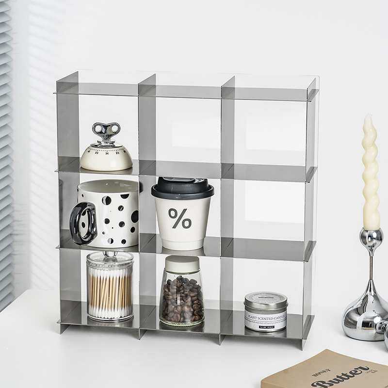 不锈钢杯架九宫格收纳架子客厅装饰展示架咖啡杯茶杯置物架工业风