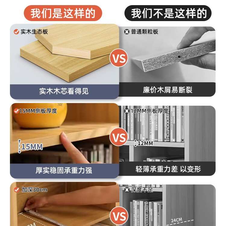 儿童实木书架落地置物架多层客厅靠墙柜子储物柜学生收纳家用书柜