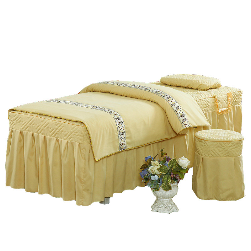 美容床罩四件g套纯色高档美容院专用按摩床罩单被套床罩带洞订制