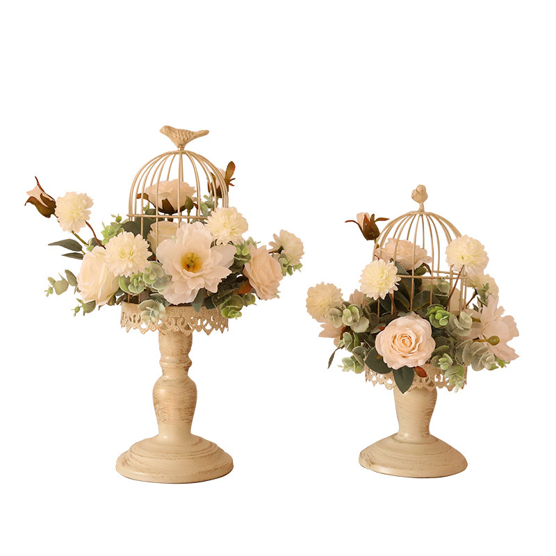 欧式复古轻奢鸟笼插花摆件仿y真花假花铁艺装饰品家居电视柜花艺,家居饰品,仿真花/假花,淘宝优惠券,粉丝福利购,淘宝优惠卷