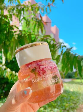 洛施玫瑰花茶专属女神乐动t杯 吸管手拿玻璃水杯 耐高温防烫包邮