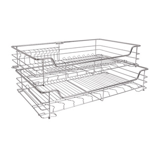 304不b锈钢拉篮 缓冲阻尼厨房橱柜拉篮 抽屉式双层收纳碗架碗碟柜