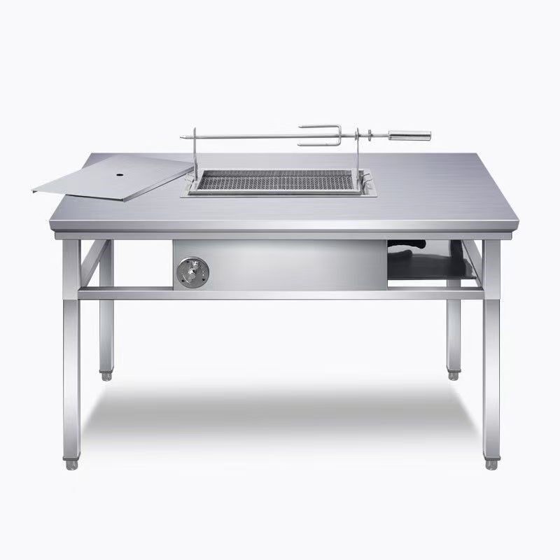 无烟贵州烧烤g豆腐桌商用不锈钢自助烤羊腿烤肉桌木炭家用户外摆