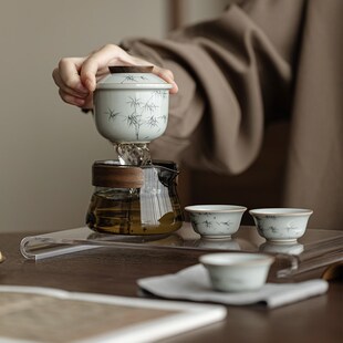 旅行茶具小套装 o随身快客杯户外露营旅游泡茶壶茶杯一壶三 便携式