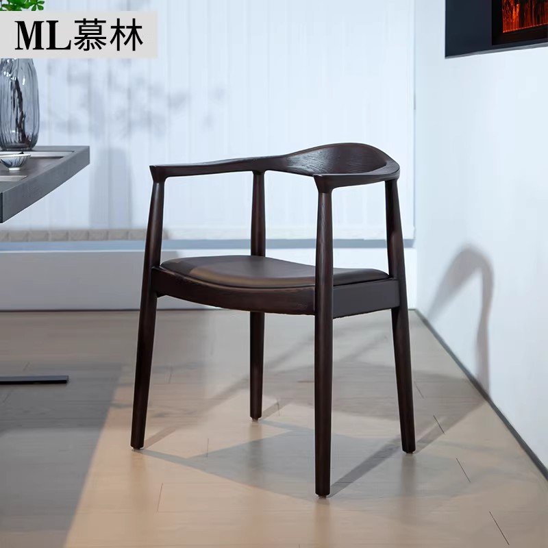 慕林轻奢实木餐椅靠背现代家用高级感设计师款意式极简办公书椅子