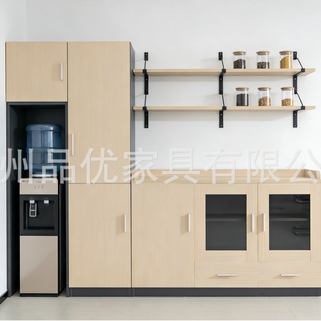 办公板式钢化玻璃门储物矮柜