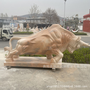 石雕耕牛摆件华尔街石牛十二生肖开荒奋斗大理石孺子牛石材天然石