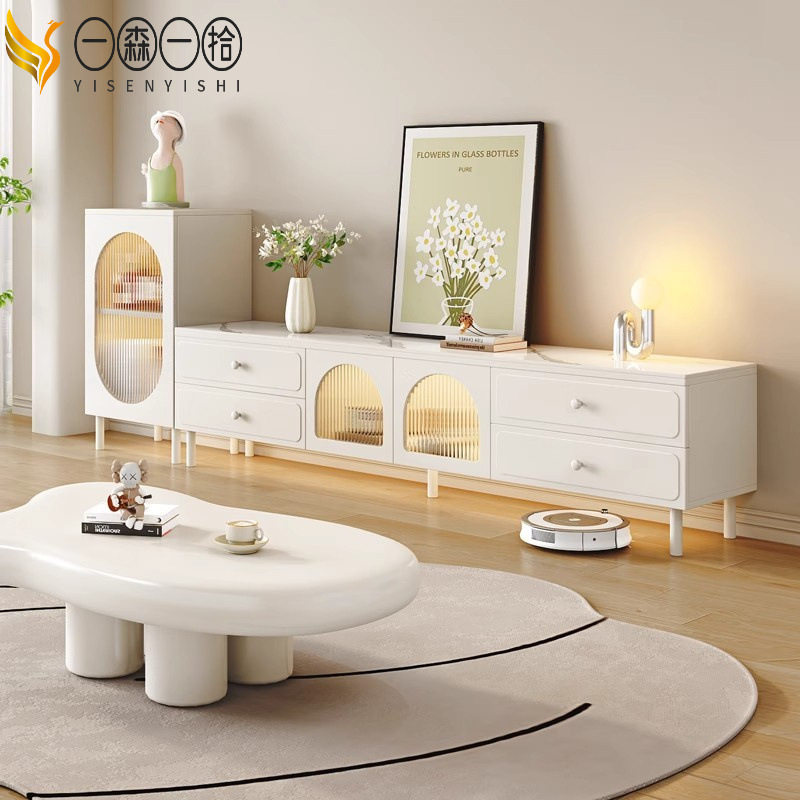 2026北欧落地电视柜茶几套装云朵茶几组合柜奶油风家用小户型客厅